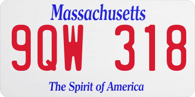 MA license plate 9QW318