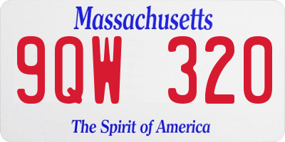 MA license plate 9QW320