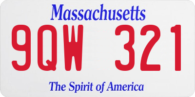 MA license plate 9QW321