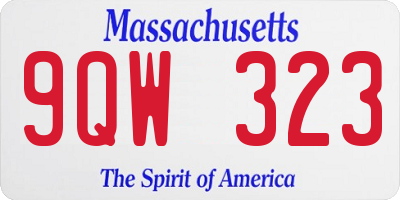 MA license plate 9QW323