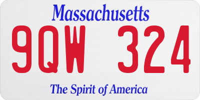 MA license plate 9QW324