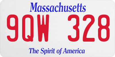 MA license plate 9QW328