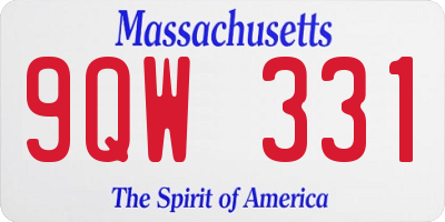 MA license plate 9QW331