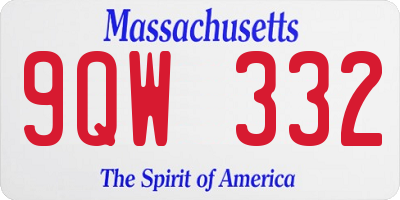 MA license plate 9QW332