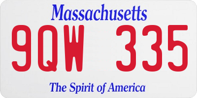 MA license plate 9QW335