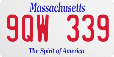 MA license plate 9QW339