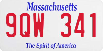 MA license plate 9QW341