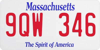 MA license plate 9QW346