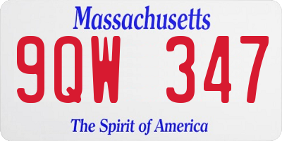 MA license plate 9QW347