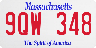 MA license plate 9QW348