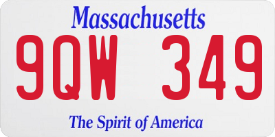 MA license plate 9QW349