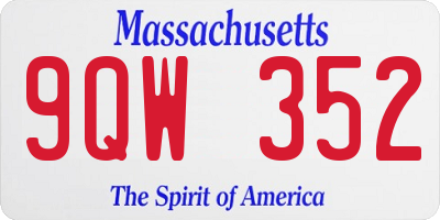 MA license plate 9QW352