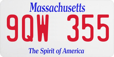 MA license plate 9QW355