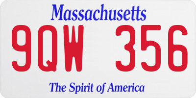 MA license plate 9QW356