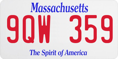 MA license plate 9QW359