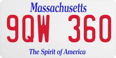 MA license plate 9QW360