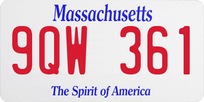 MA license plate 9QW361