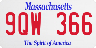 MA license plate 9QW366