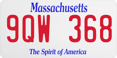 MA license plate 9QW368