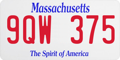 MA license plate 9QW375