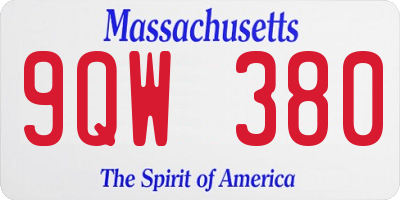 MA license plate 9QW380