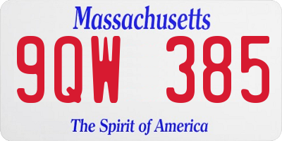 MA license plate 9QW385