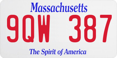 MA license plate 9QW387