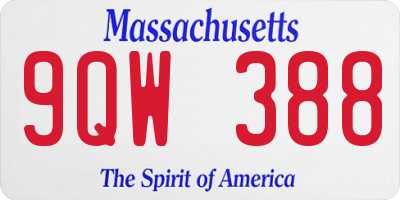MA license plate 9QW388