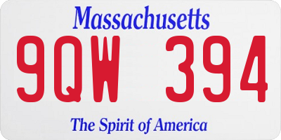 MA license plate 9QW394