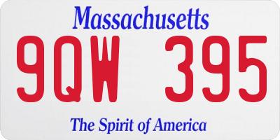 MA license plate 9QW395