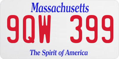 MA license plate 9QW399