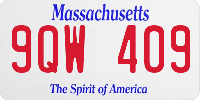 MA license plate 9QW409