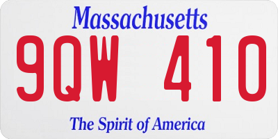 MA license plate 9QW410