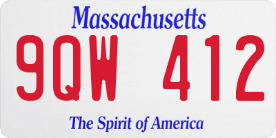 MA license plate 9QW412