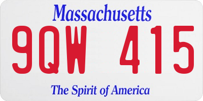 MA license plate 9QW415