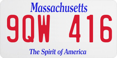 MA license plate 9QW416