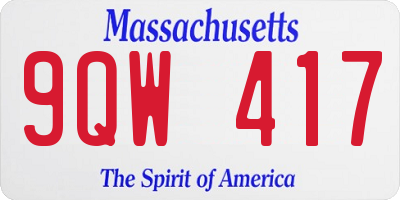 MA license plate 9QW417