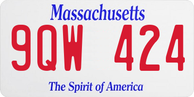 MA license plate 9QW424