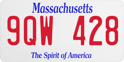 MA license plate 9QW428