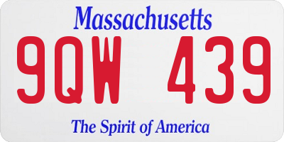 MA license plate 9QW439