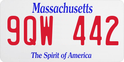 MA license plate 9QW442