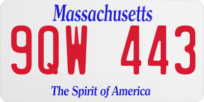 MA license plate 9QW443