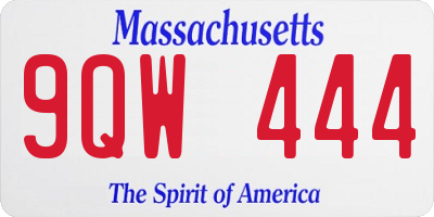 MA license plate 9QW444