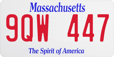MA license plate 9QW447