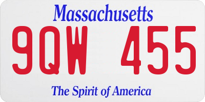 MA license plate 9QW455