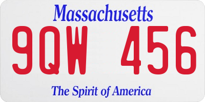 MA license plate 9QW456