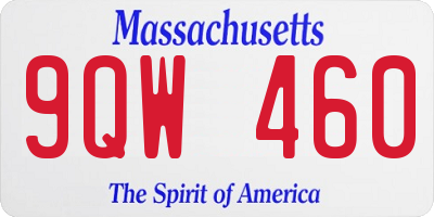 MA license plate 9QW460