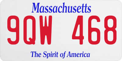 MA license plate 9QW468