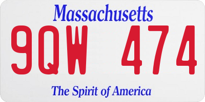 MA license plate 9QW474