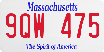 MA license plate 9QW475